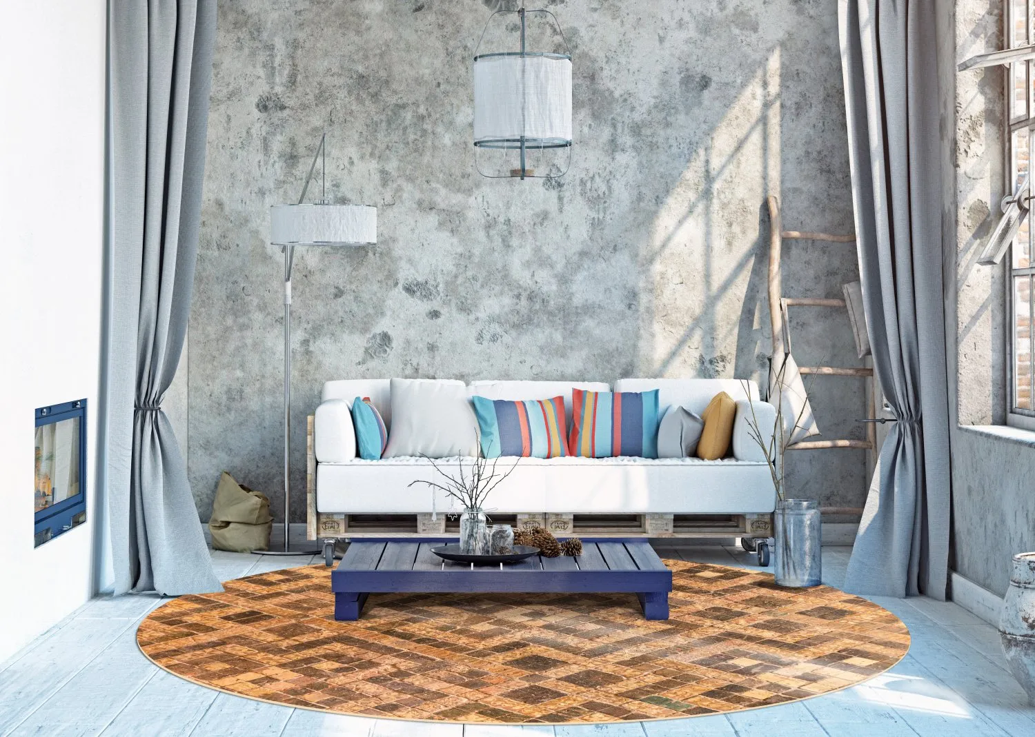 Tapete redondo - Lamego (bege/marrom)