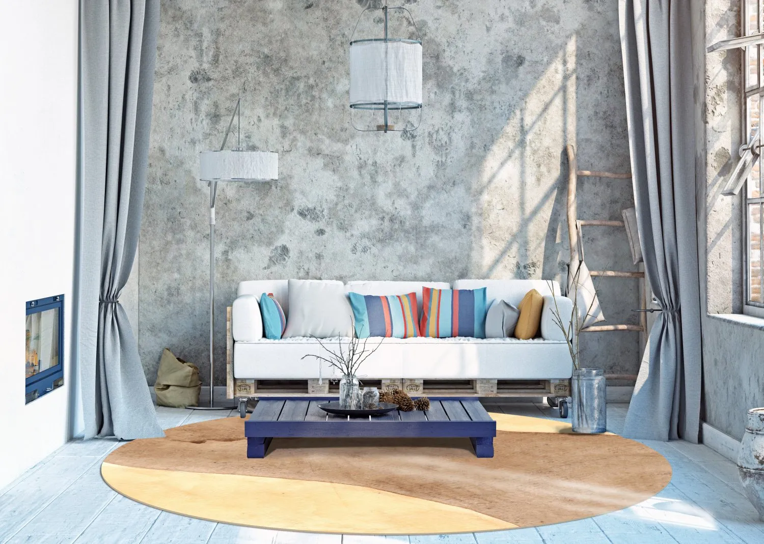 Tapete redondo - Nisa (marrom/bege)