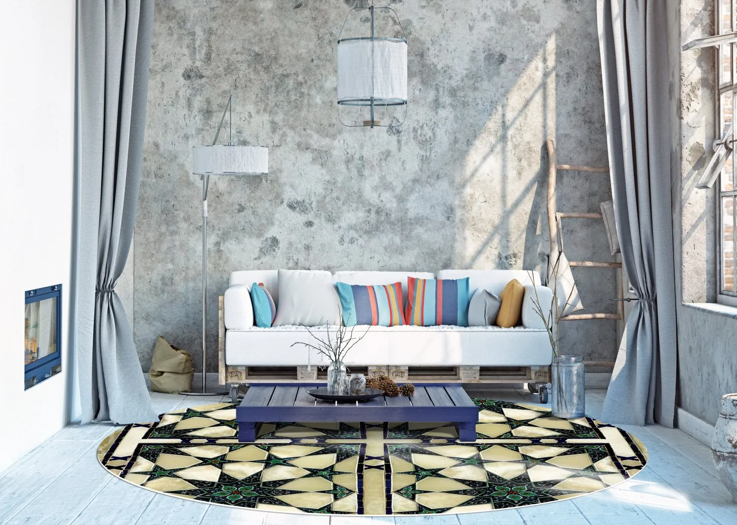 Tapete redondo - Pino (multicolorido)