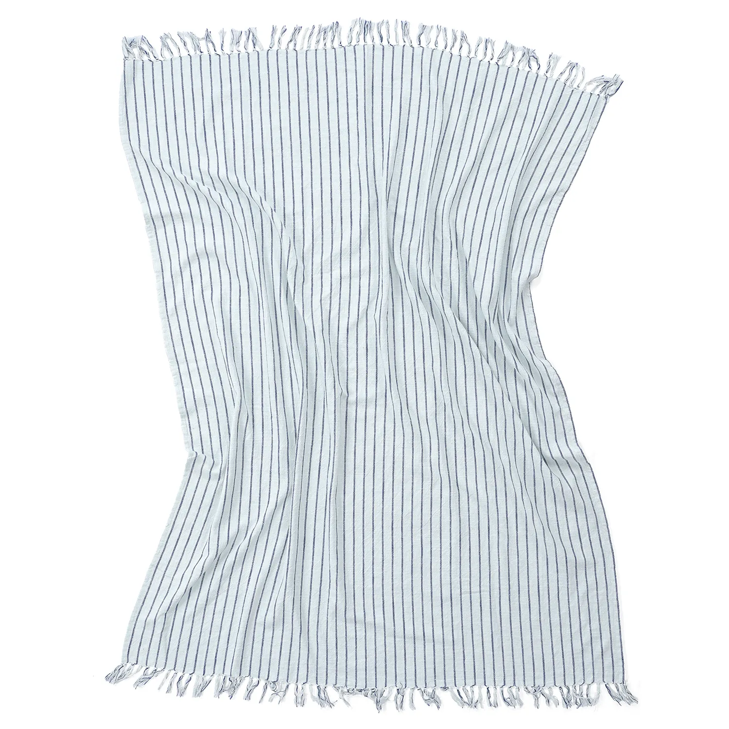 Cobertores - Rumi stripe cotton throw (azul claro/azul marinho/creme)