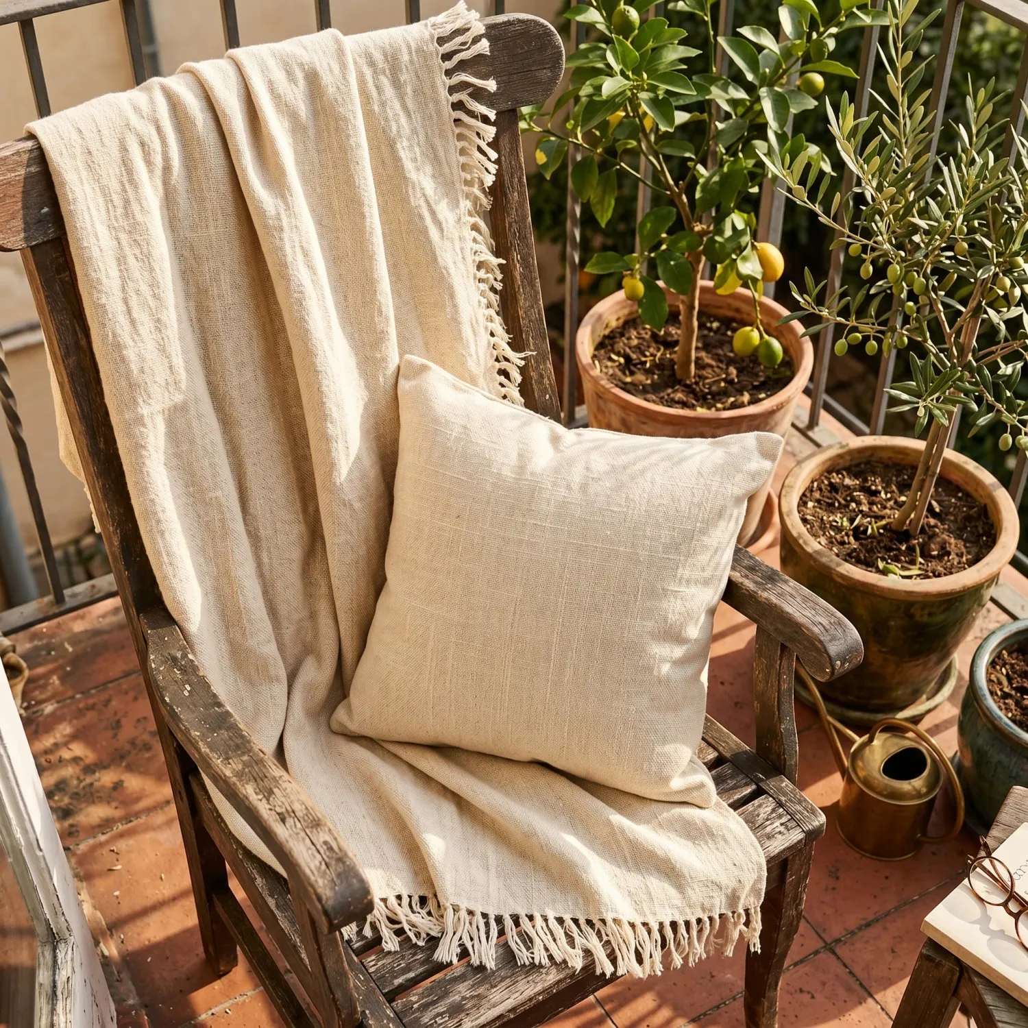 Cobertores - Veya cotton throw (creme)
