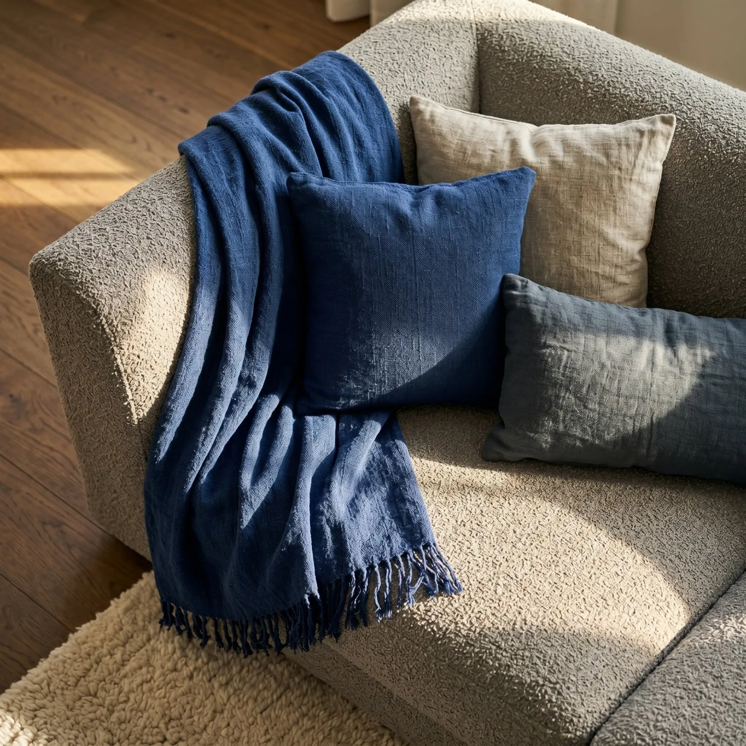 Cobertores - Veya cotton throw (azul-marinho)