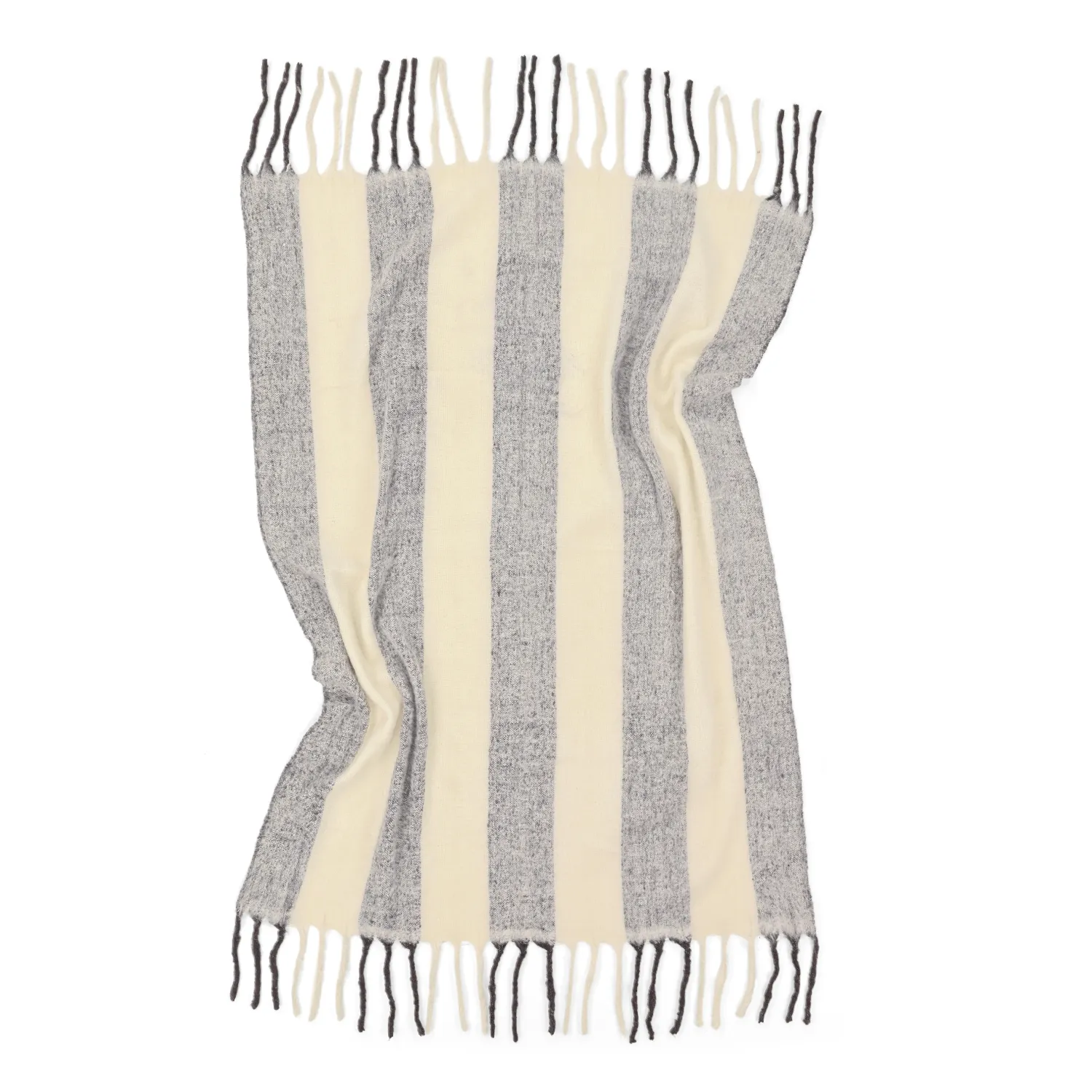 Mantas - Manta em mistura de lã - Beatriz Stripe (preto/branco)