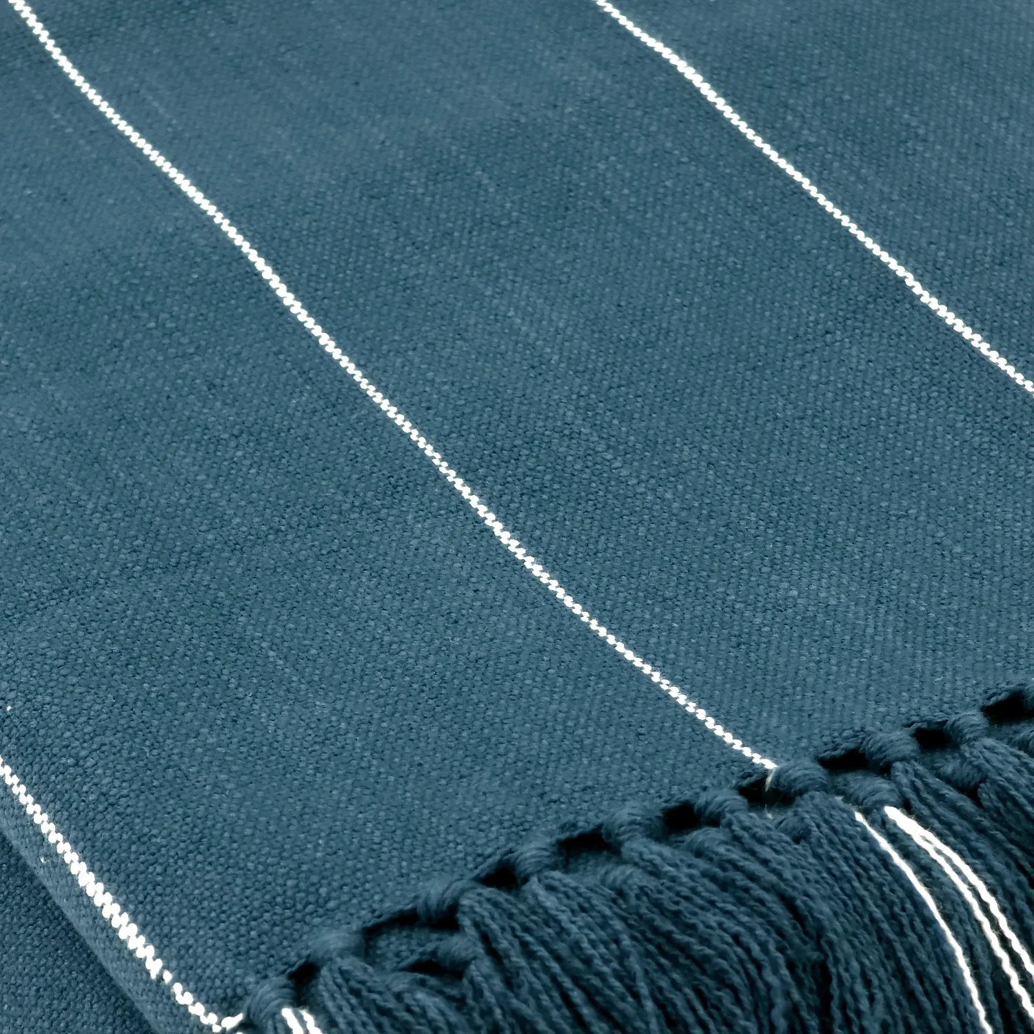 Mantas - Manta de algodão - Martina Stripe (azul/branco)