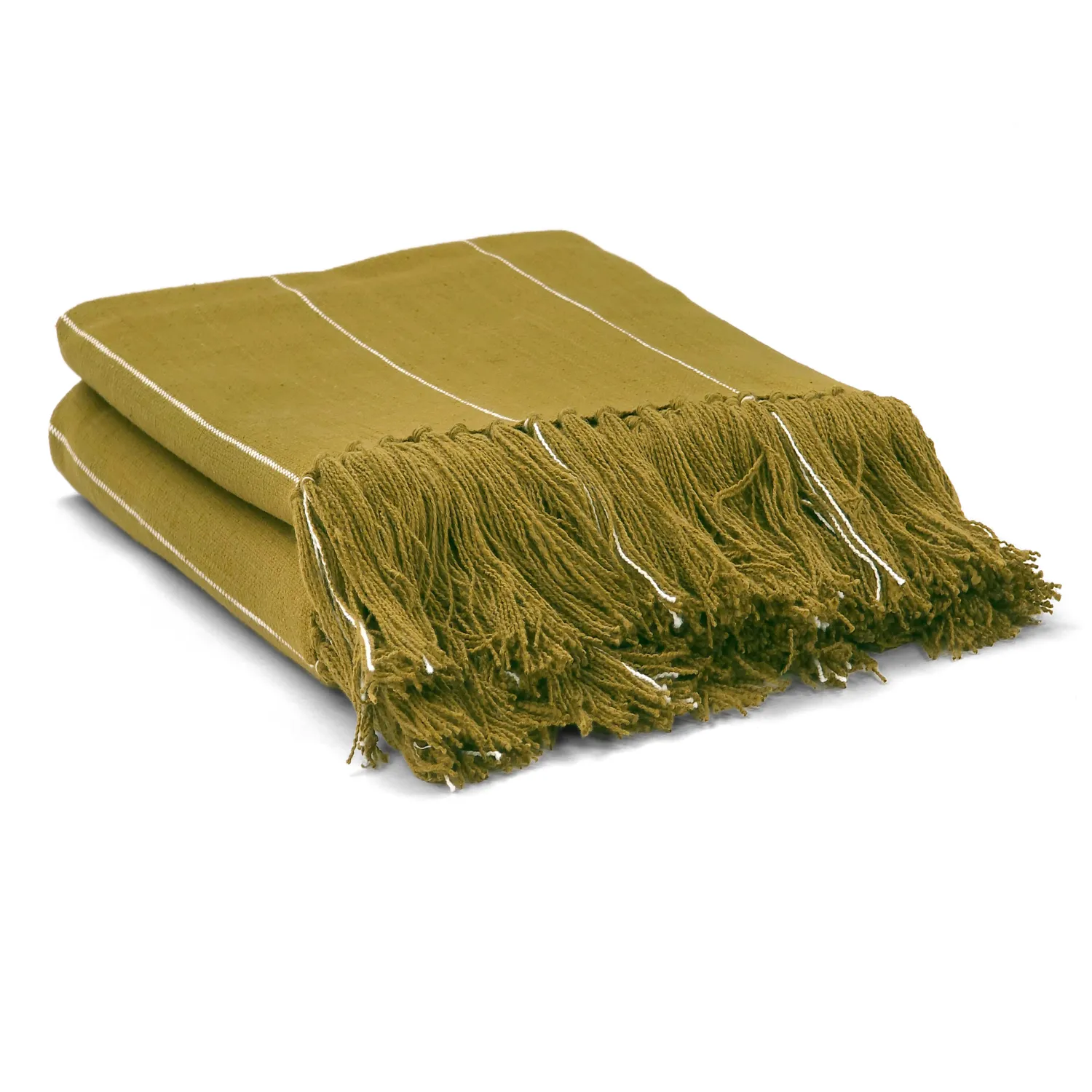 Mantas - Manta de algodão - Martina Stripe (verde/branco)