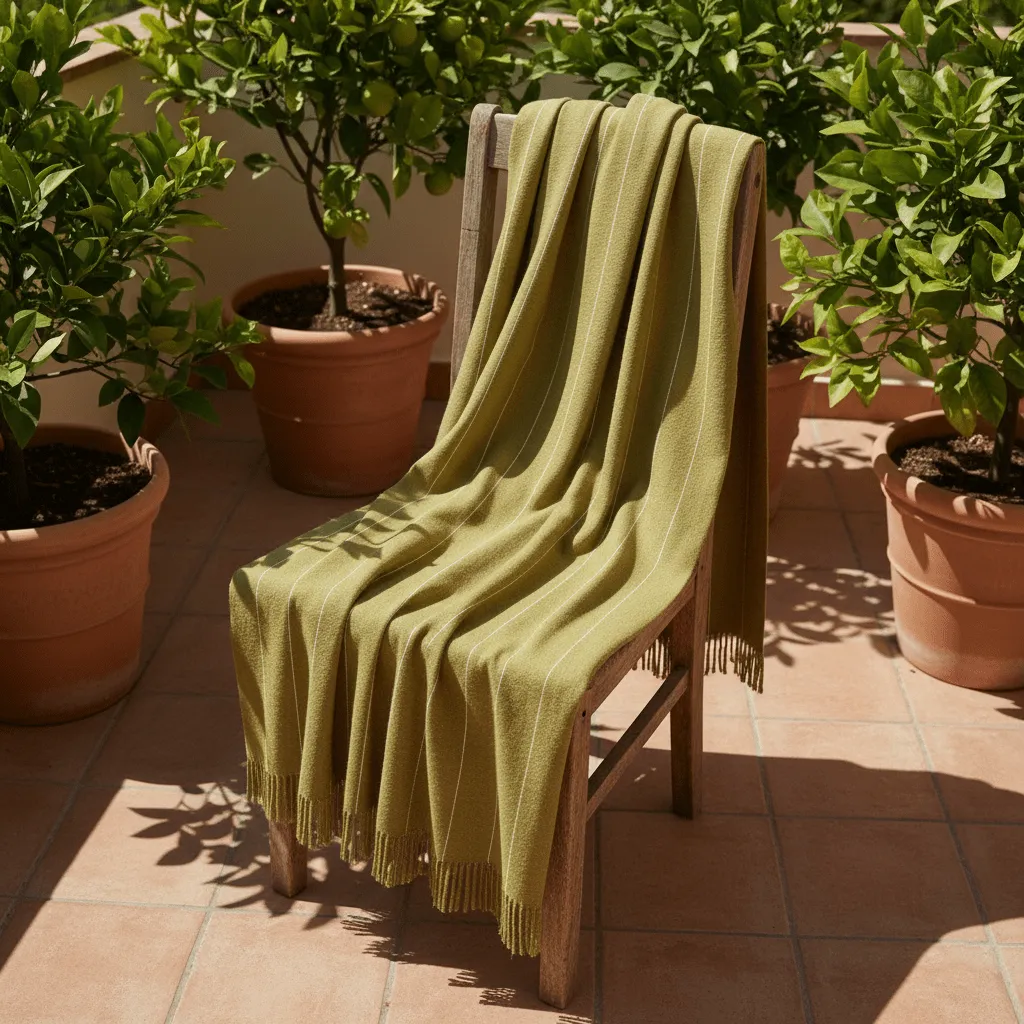 Mantas - Manta de algodão - Martina Stripe (verde/branco)