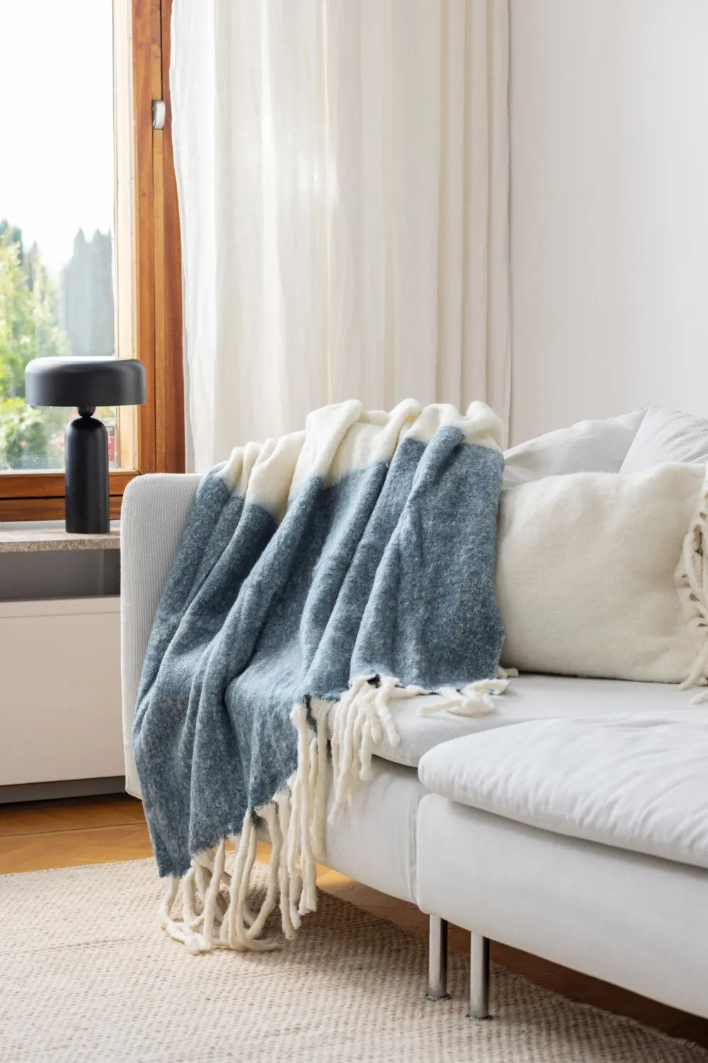 Manta em mistura de lã - Carrie (azul)