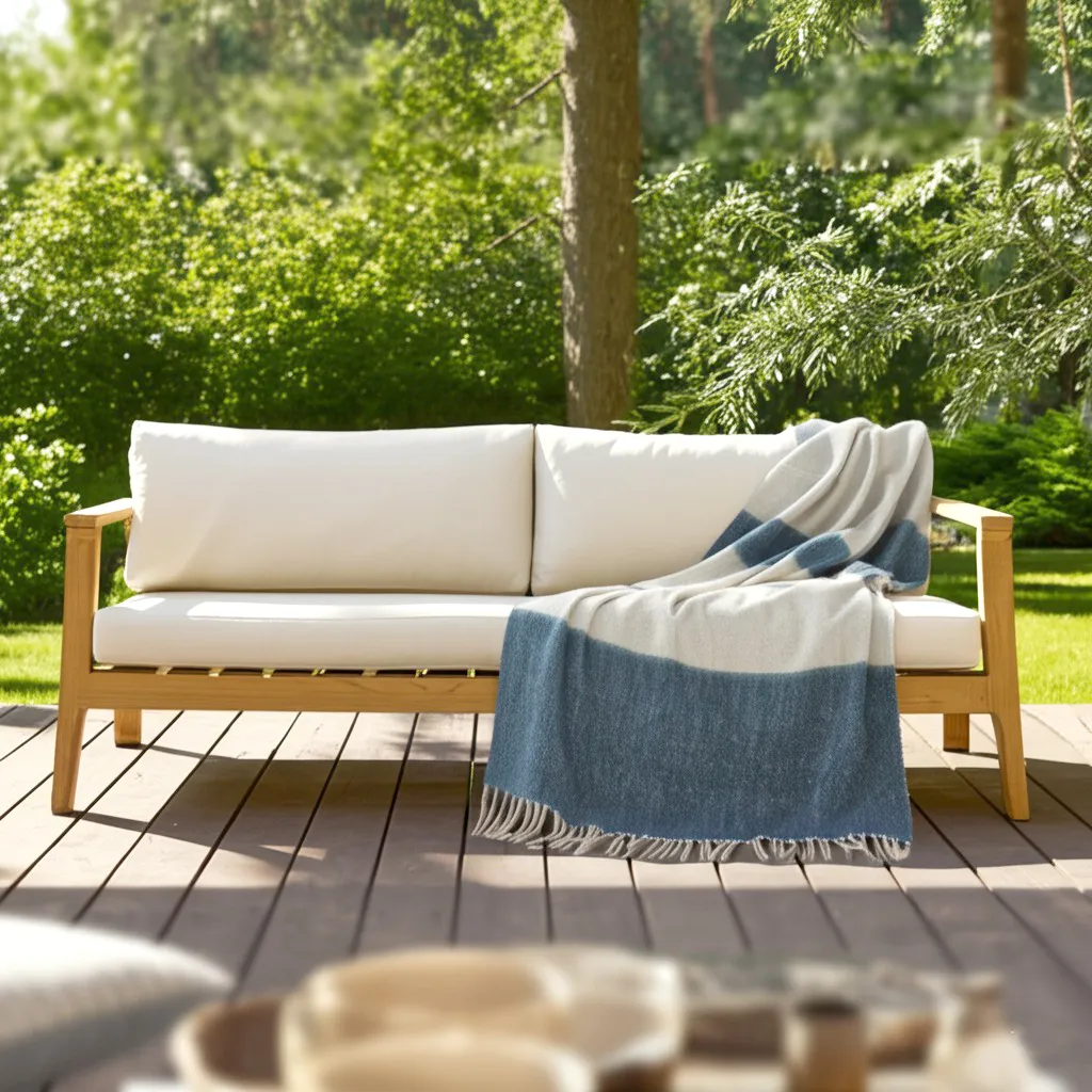 Manta em mistura de lã - Carrie (azul)