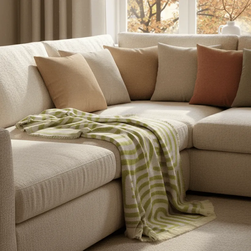 Mantas - Manta em mistura de lã - Melody (verde/roxo)