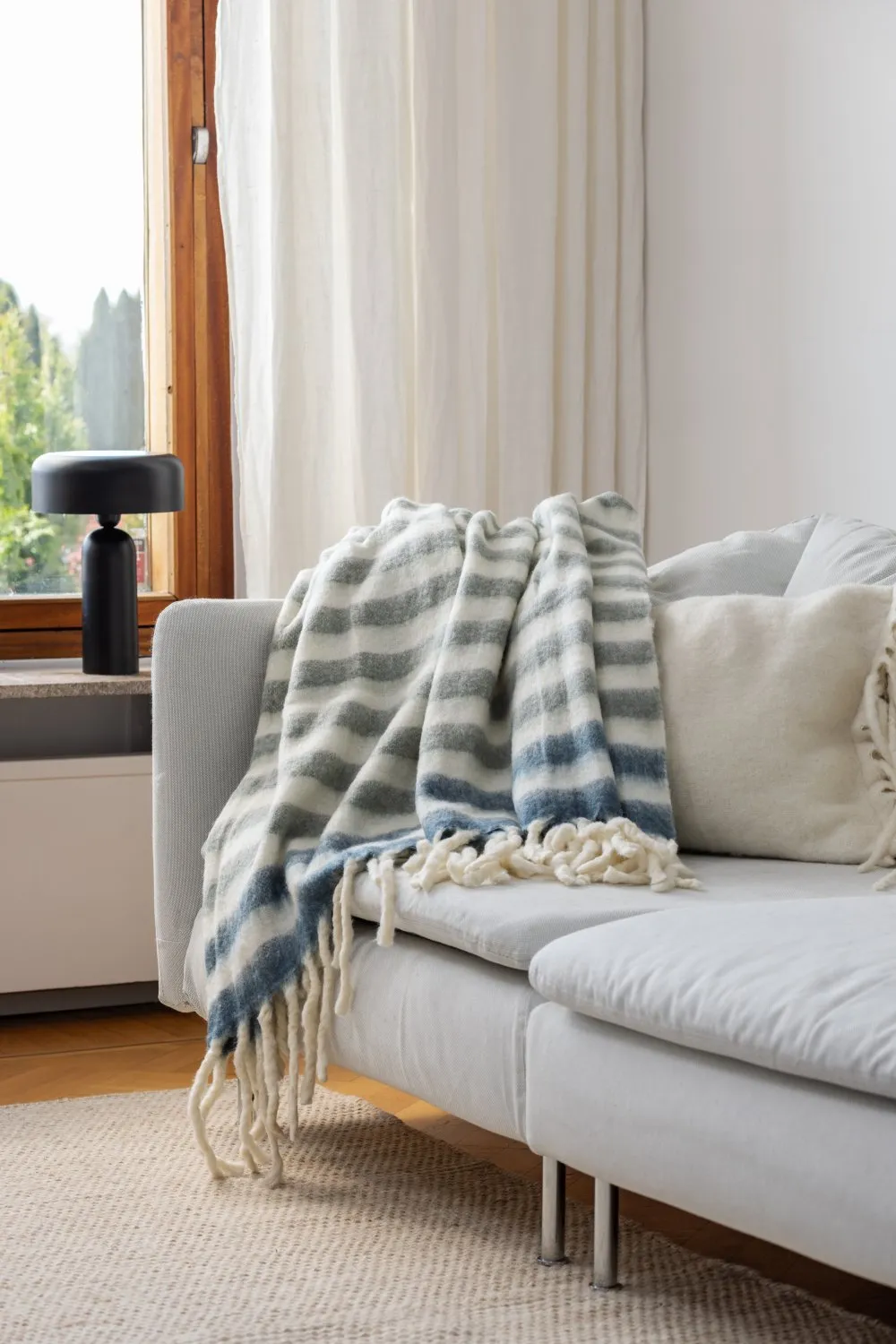 Manta em mistura de lã - Monica (azul)