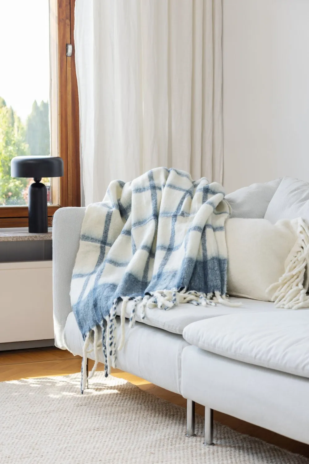 Manta em mistura de lã - Rachel (azul)