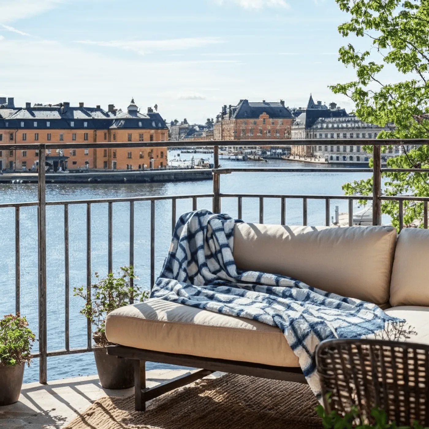 Manta em mistura de lã - Rachel (azul)