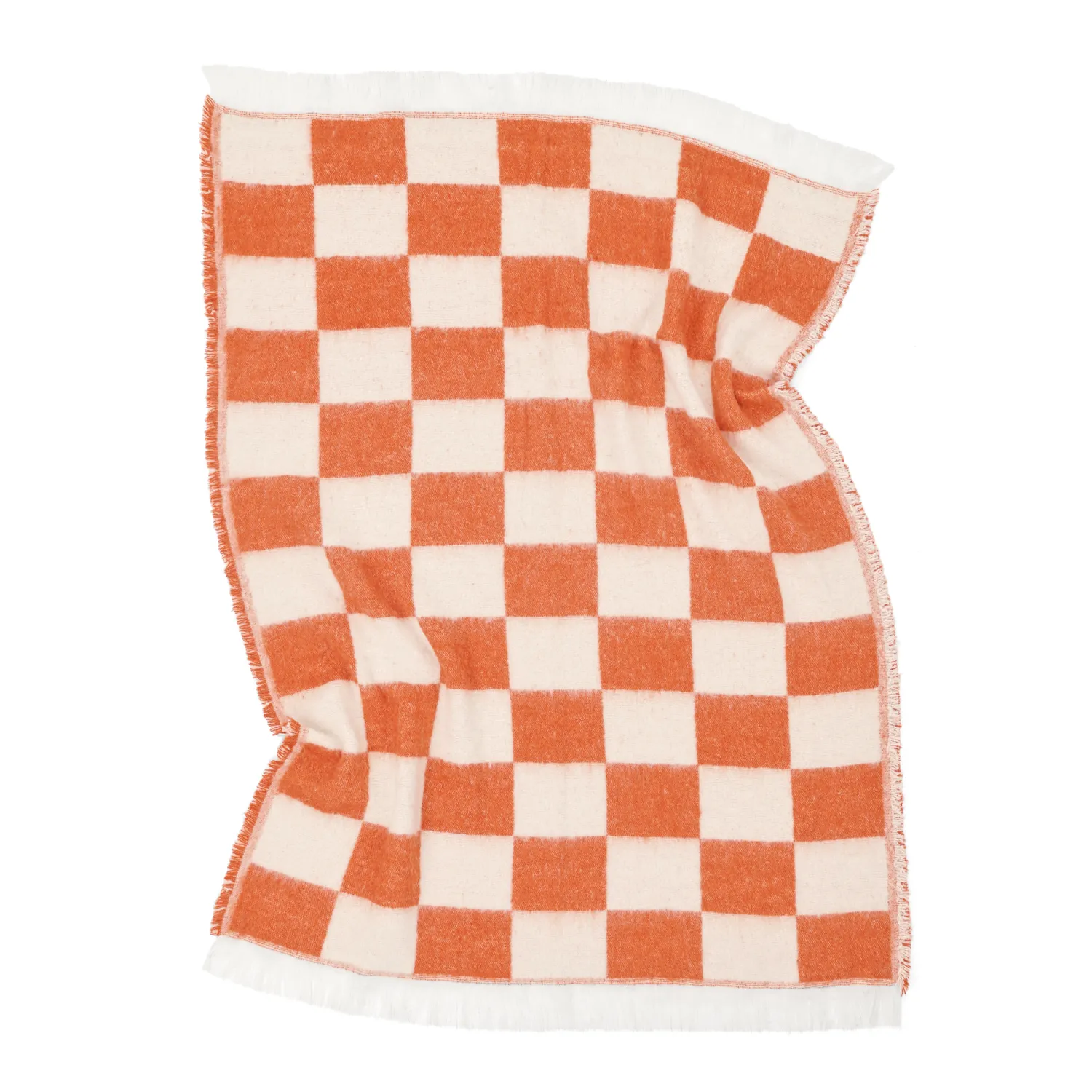 Mantas - Manta em mistura de lã - Audrey Check (rosa/branco sujo)