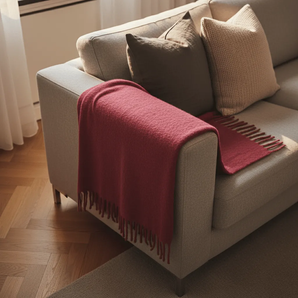 Mantas - Manta em mistura de lã - Samantha (vermelho escuro)