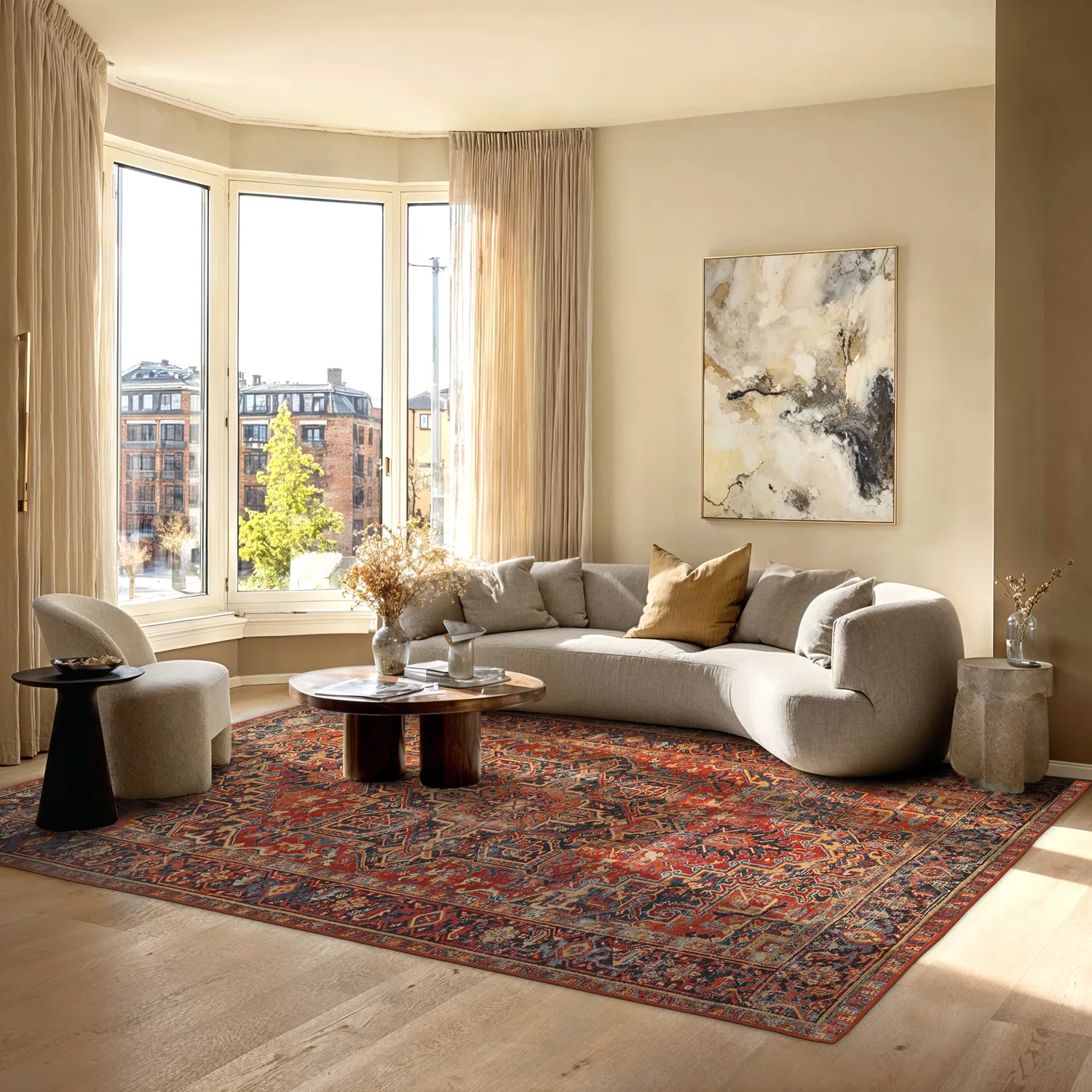 Tapete de tecelagem plana - Anzali (vermelho)