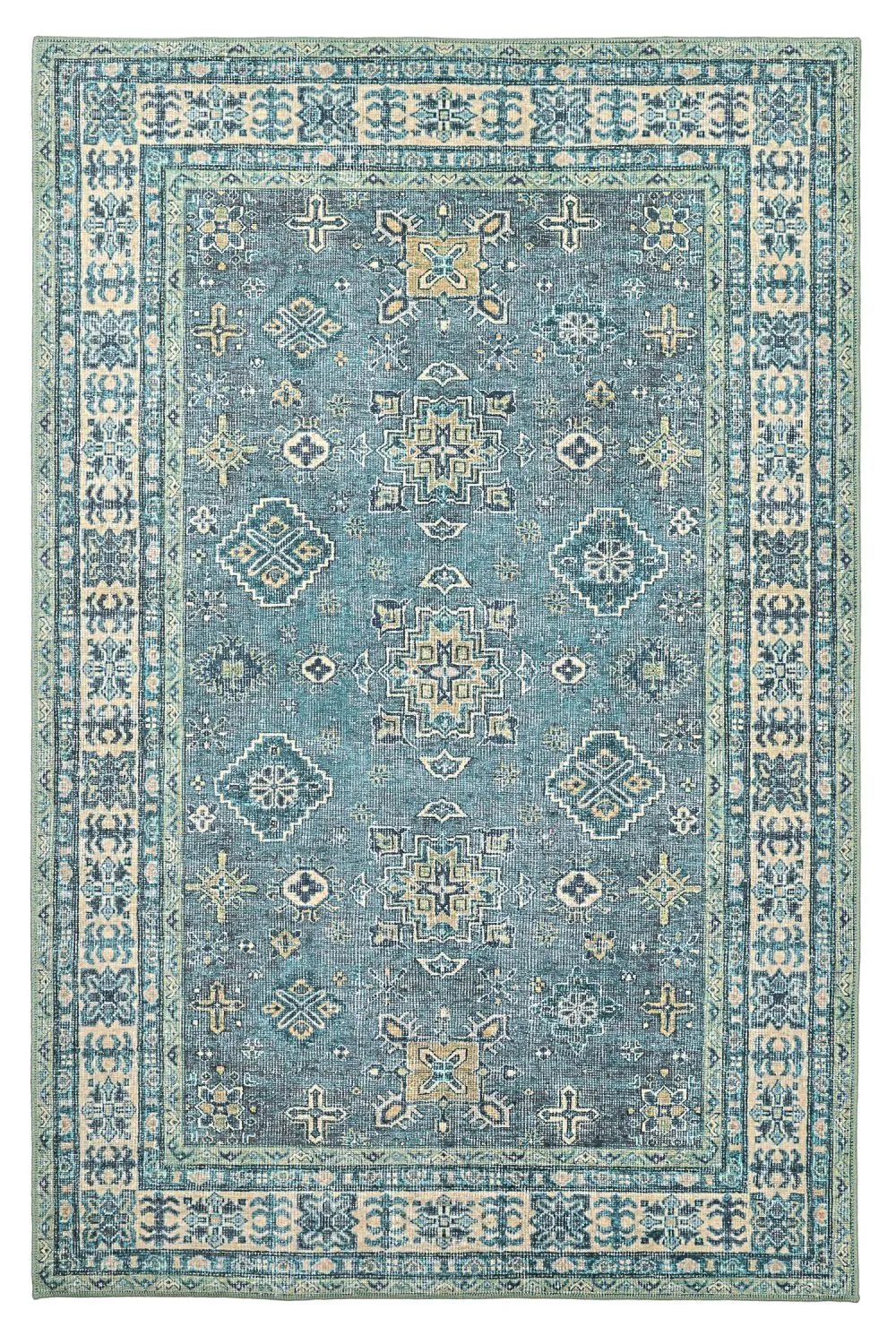 Tapete de tecelagem plana - Benaluna (azul/verde)