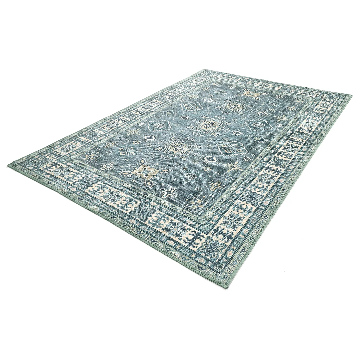 Tapete de tecelagem plana - Benaluna (azul/verde)