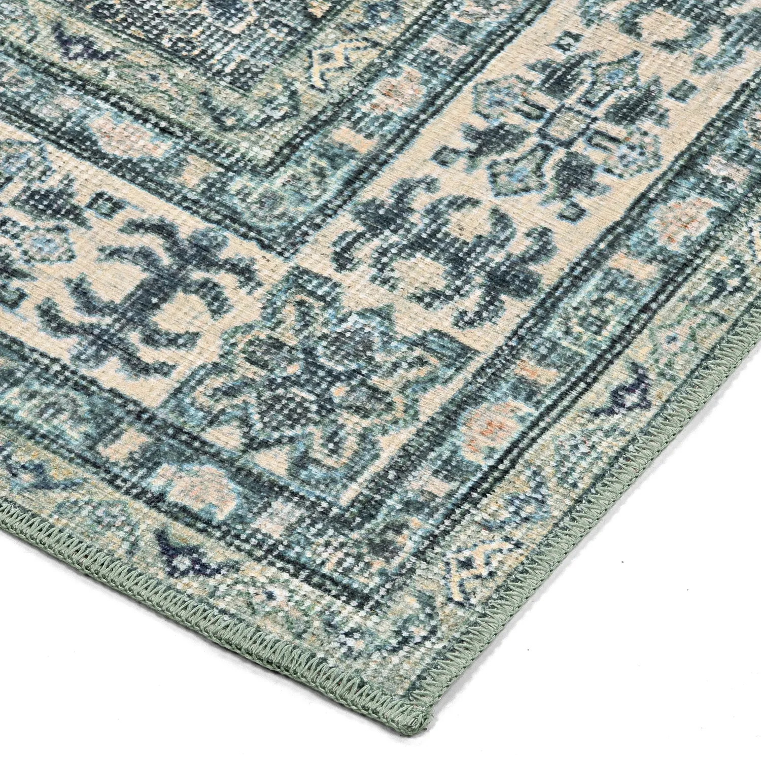 Tapete de tecelagem plana - Benaluna (azul/verde)