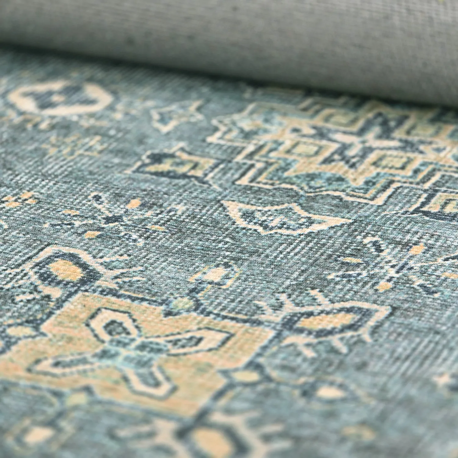 Tapete de tecelagem plana - Benaluna (azul/verde)