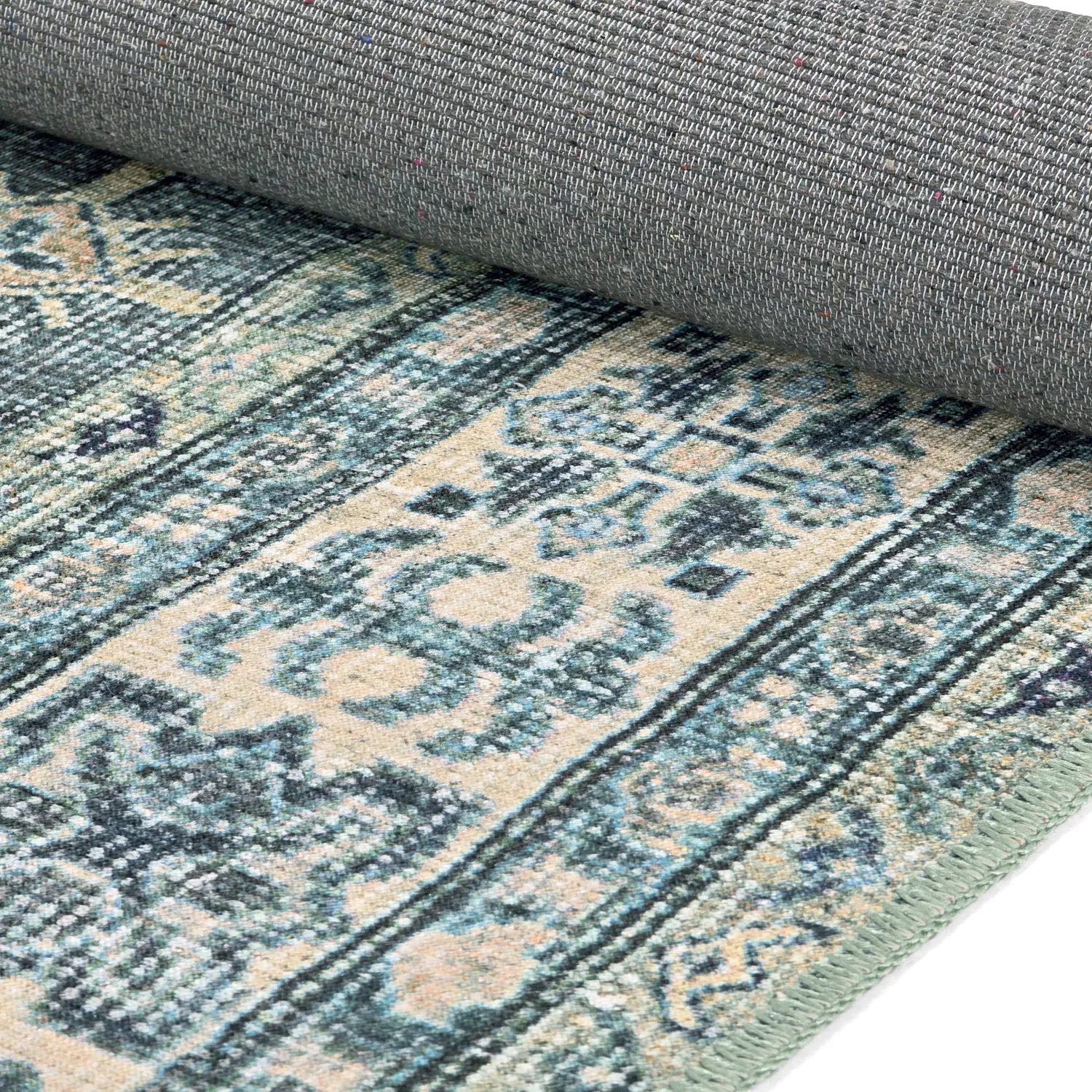 Tapete de tecelagem plana - Benaluna (azul/verde)