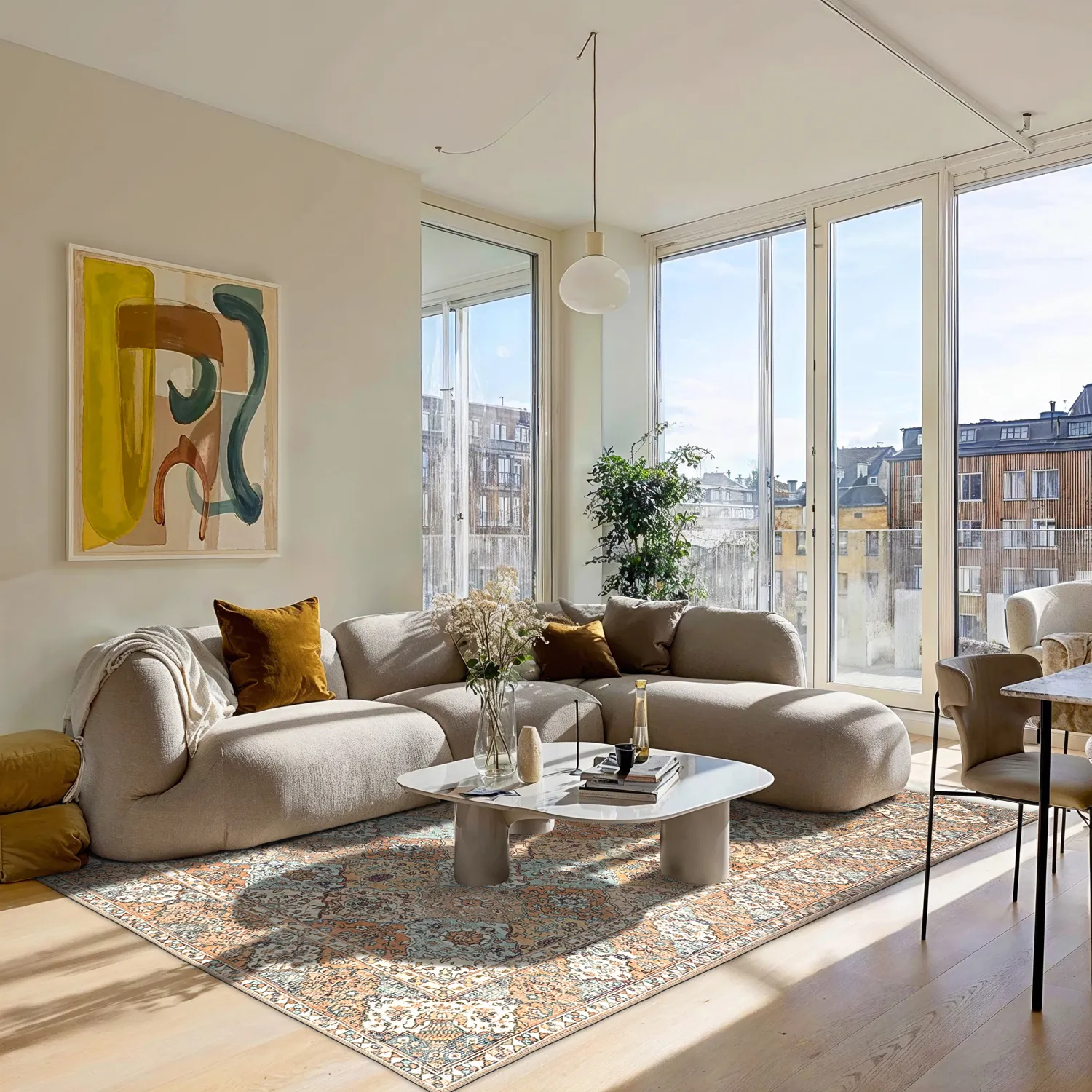 Tapete de tecelagem plana - Berelina (bege/multi)