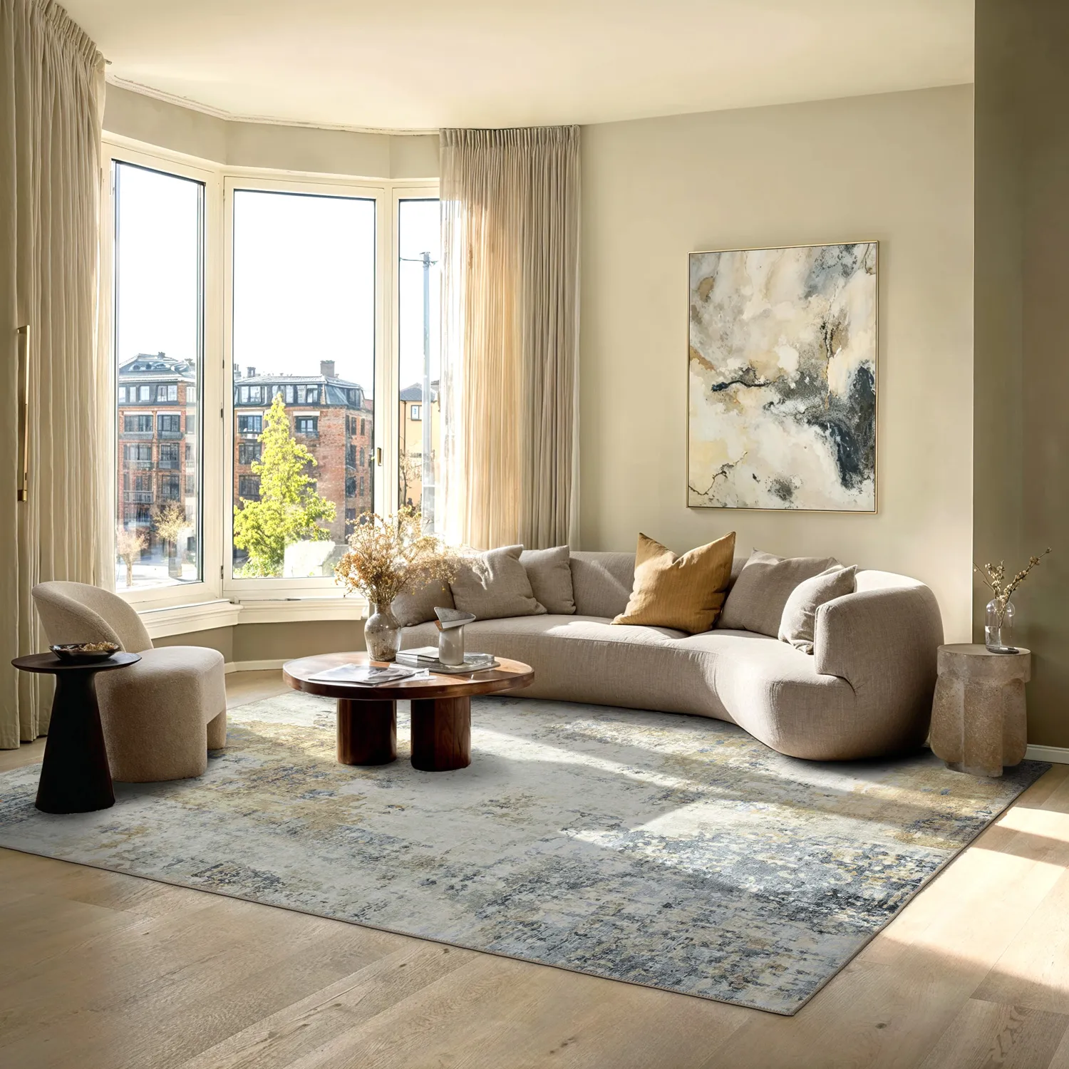 Tapete de tecelagem plana - Comino (bege/multi)