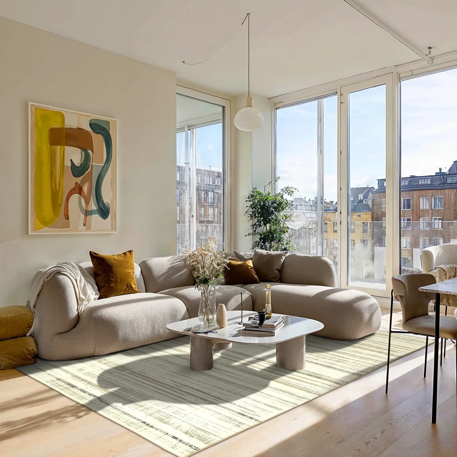 Tapete de tecelagem plana - Delara (bege)