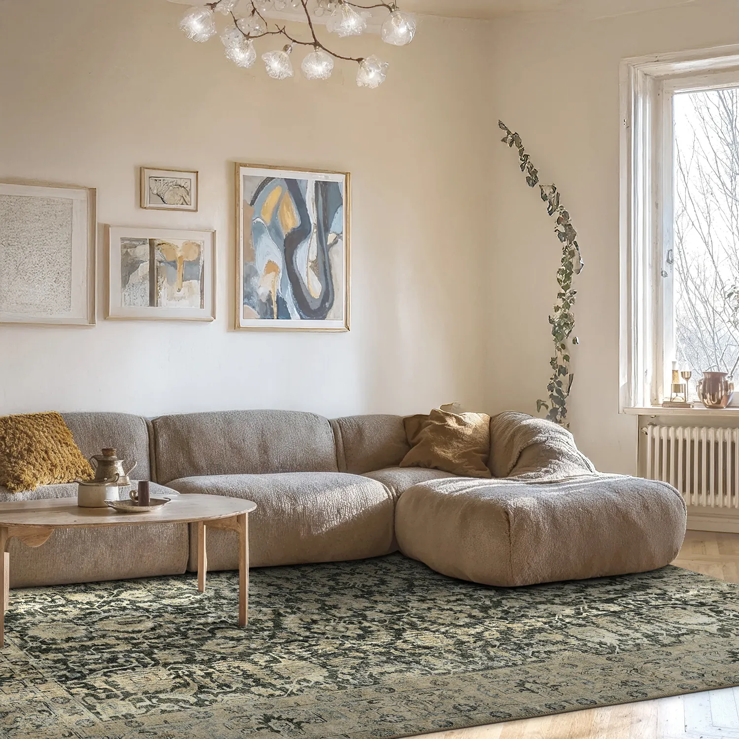 Tapete de tecelagem plana - Delvar (verde)