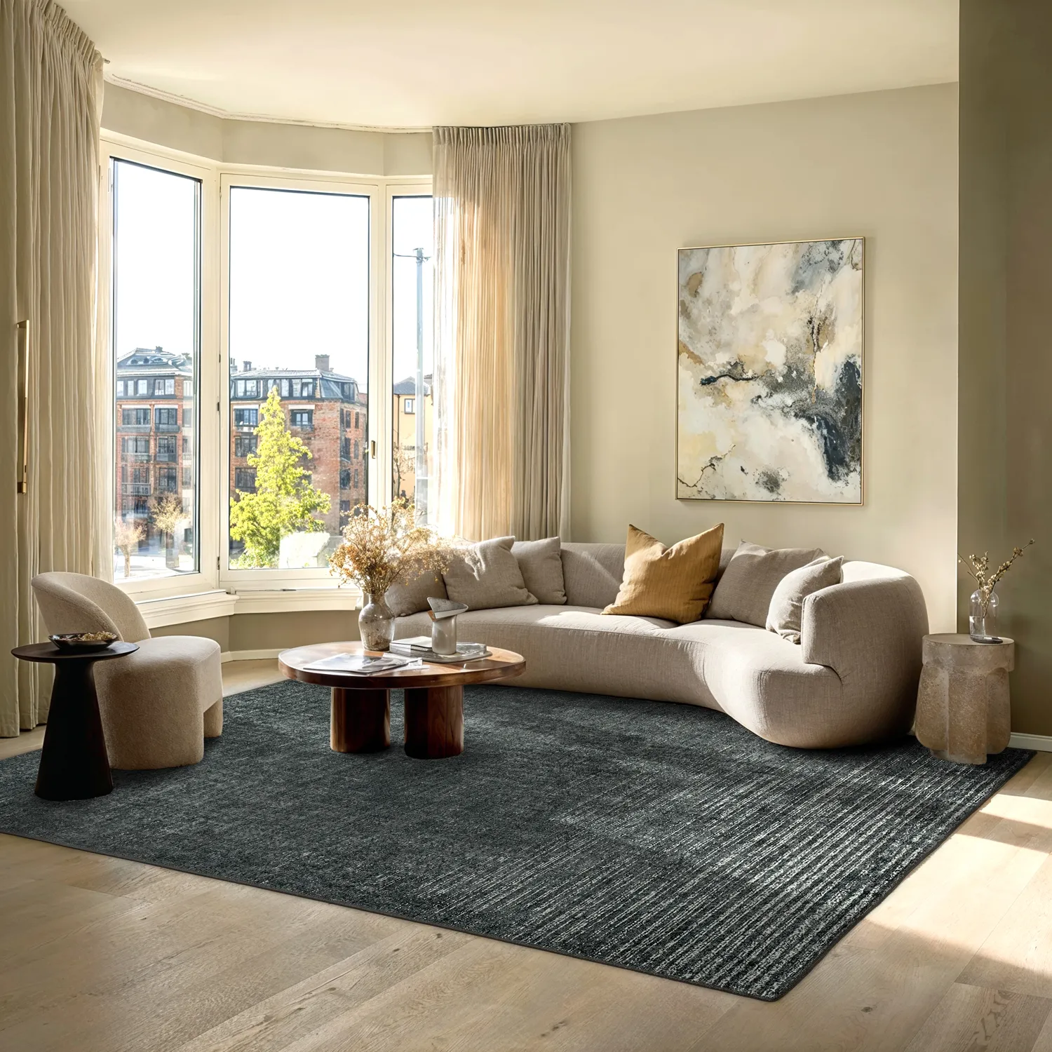 Tapete de tecelagem plana - Elarion (preto)