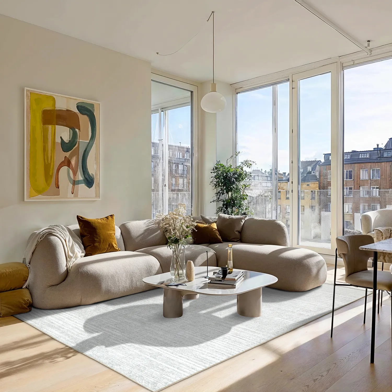 Tapete de tecelagem plana - Elarion (cinza claro)