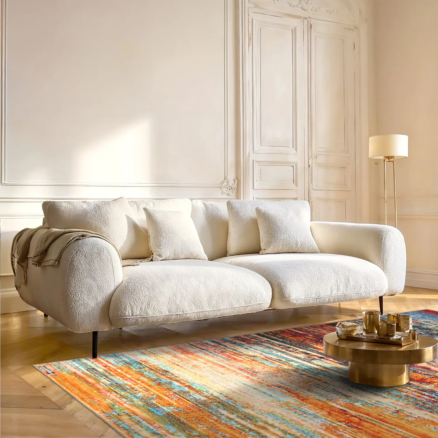 Tapete de tecelagem plana - Kazea (laranja/multicolor)