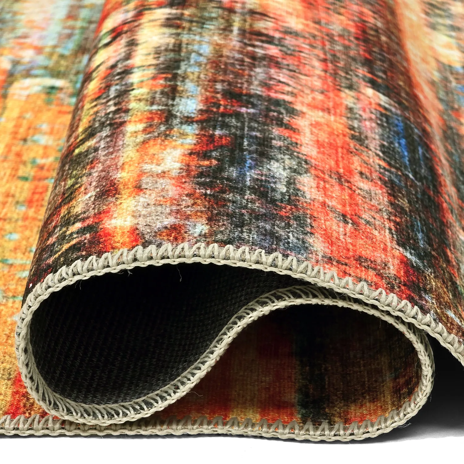 Tapete de tecelagem plana - Kazea (laranja/multicolor)