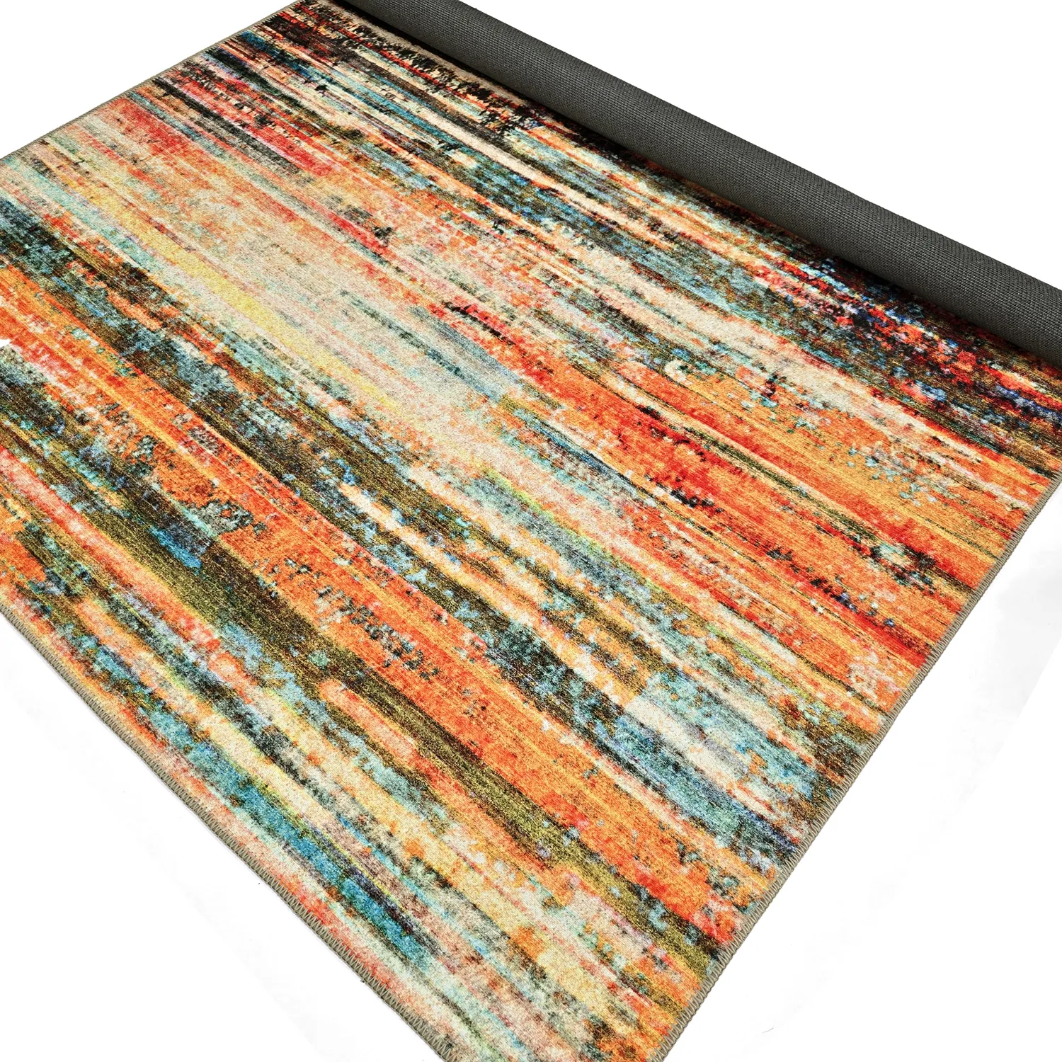 Tapete de tecelagem plana - Kazea (laranja/multicolor)