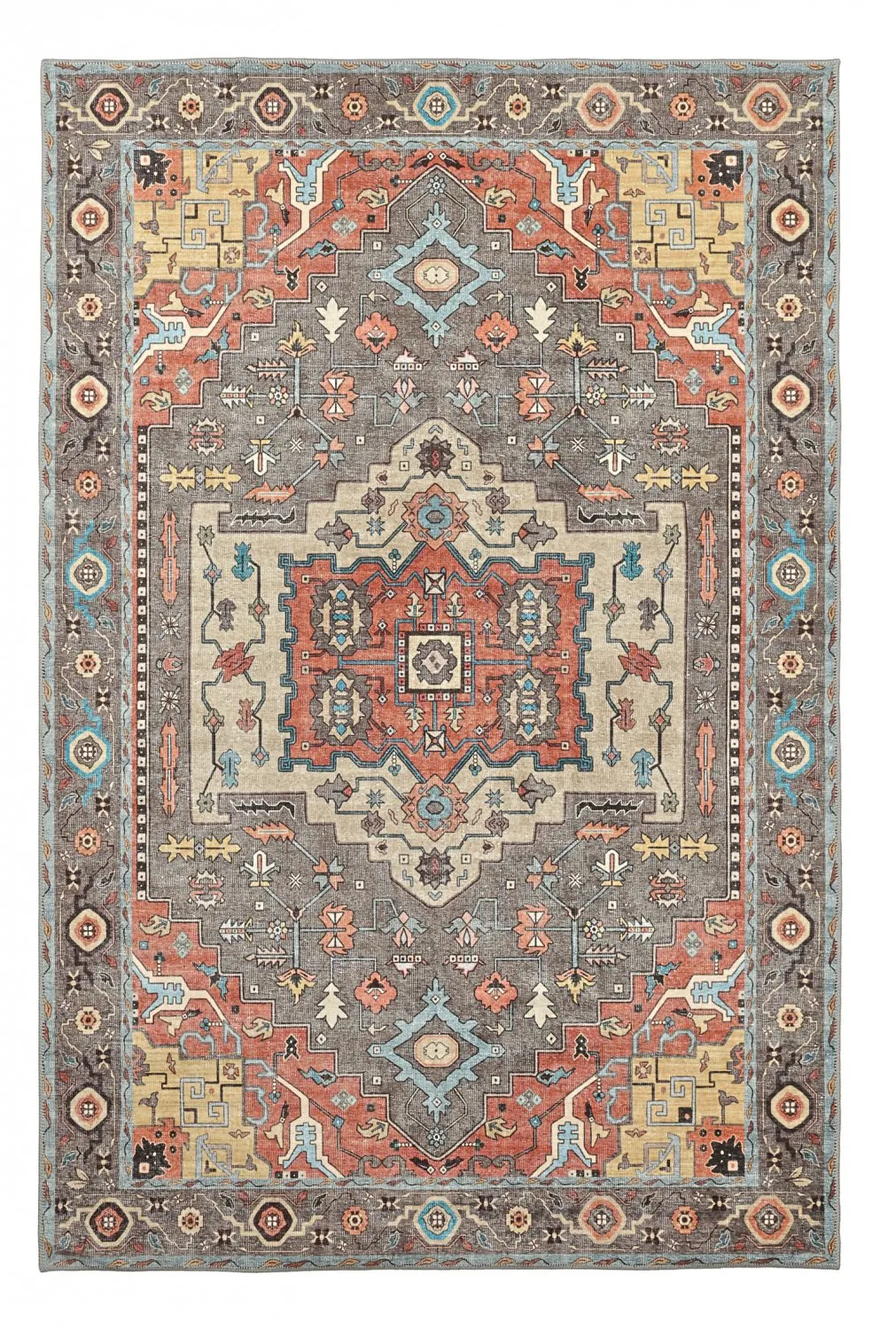 Tapete de tecelagem plana - Kordava (cinza/vermelho)