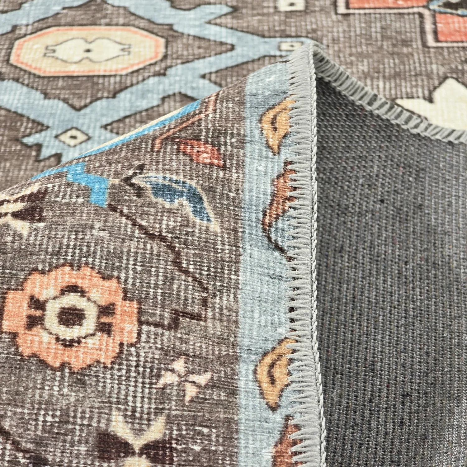 Tapete de tecelagem plana - Kordava (cinza/vermelho)