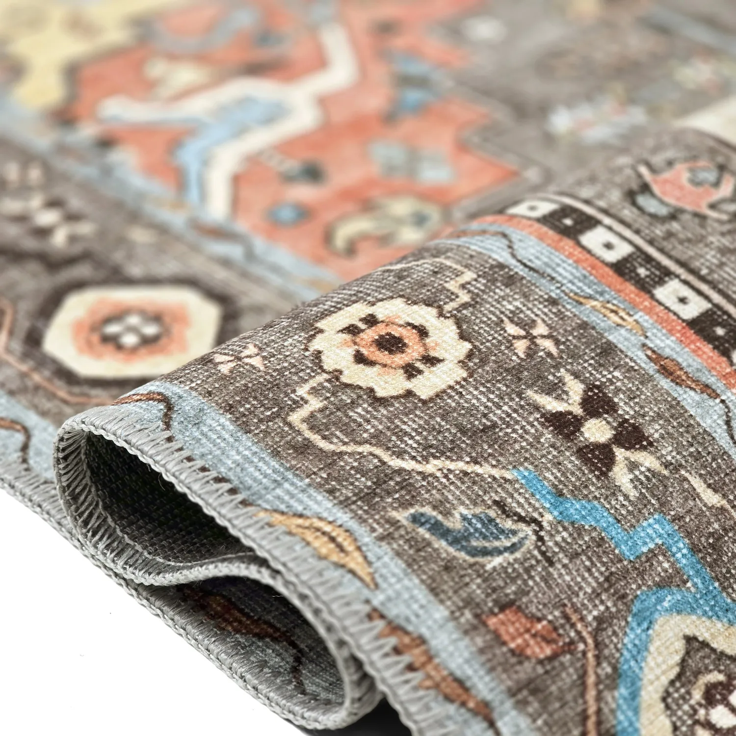 Tapete de tecelagem plana - Kordava (cinza/vermelho)