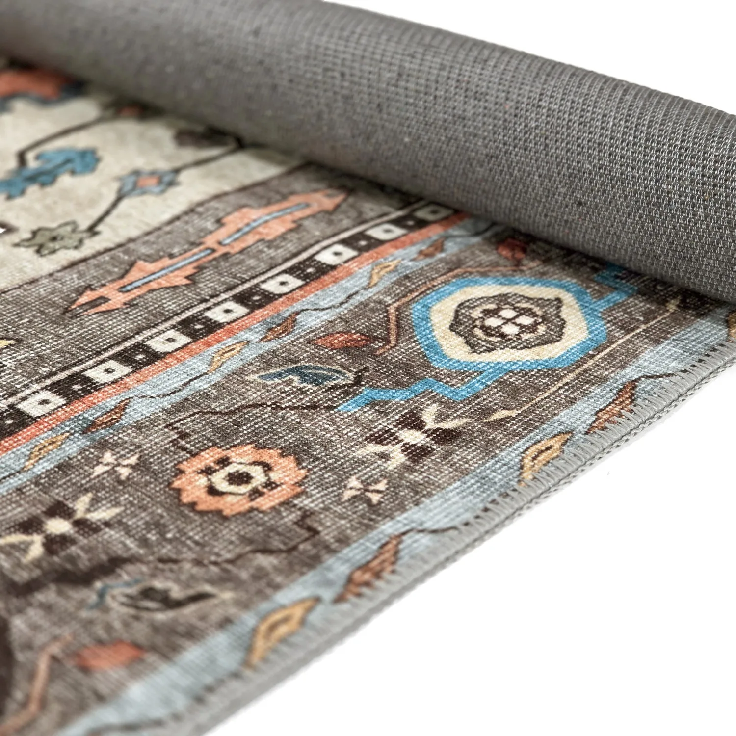 Tapete de tecelagem plana - Kordava (cinza/vermelho)