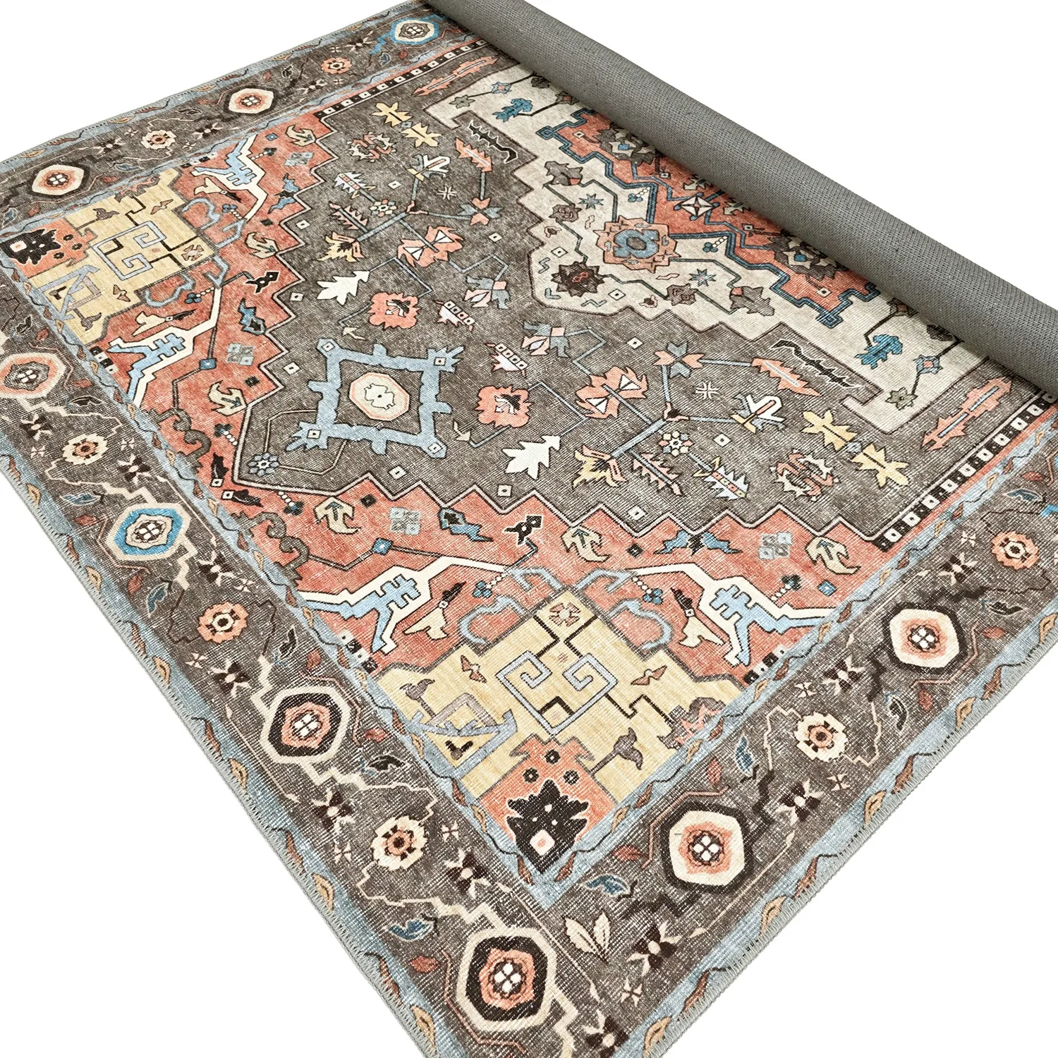 Tapete de tecelagem plana - Kordava (cinza/vermelho)