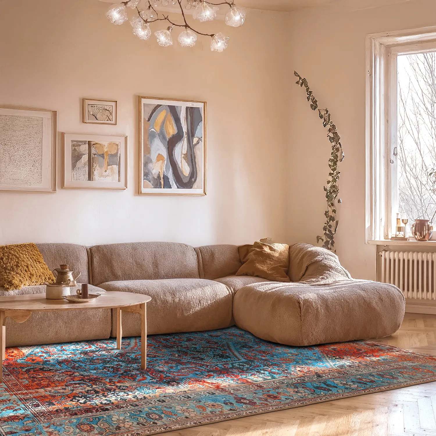 Tapete de tecelagem plana - Mardin (vermelho/azul)