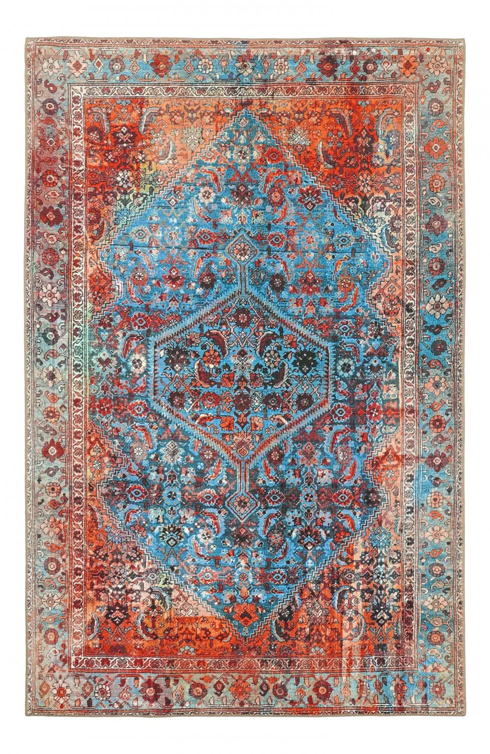 Tapete de tecelagem plana - Mardin (vermelho/azul)