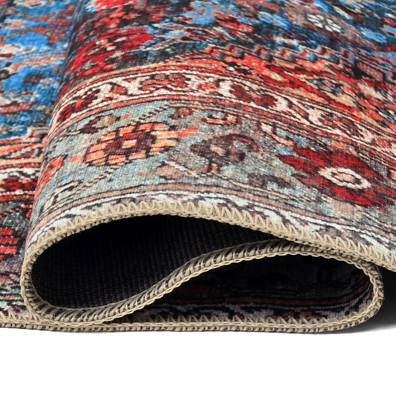 Tapete de tecelagem plana - Mardin (vermelho/azul)