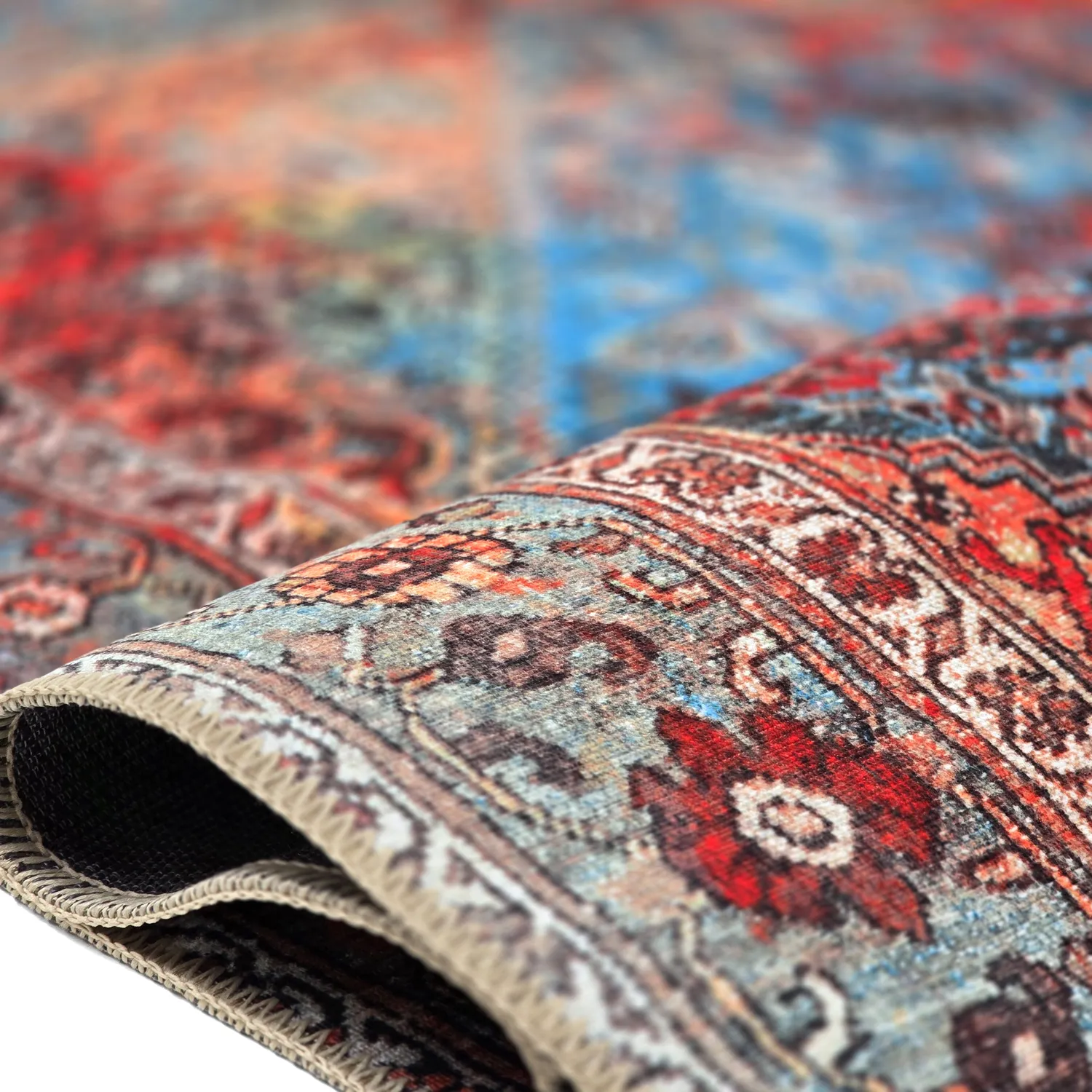Tapete de tecelagem plana - Mardin (vermelho/azul)