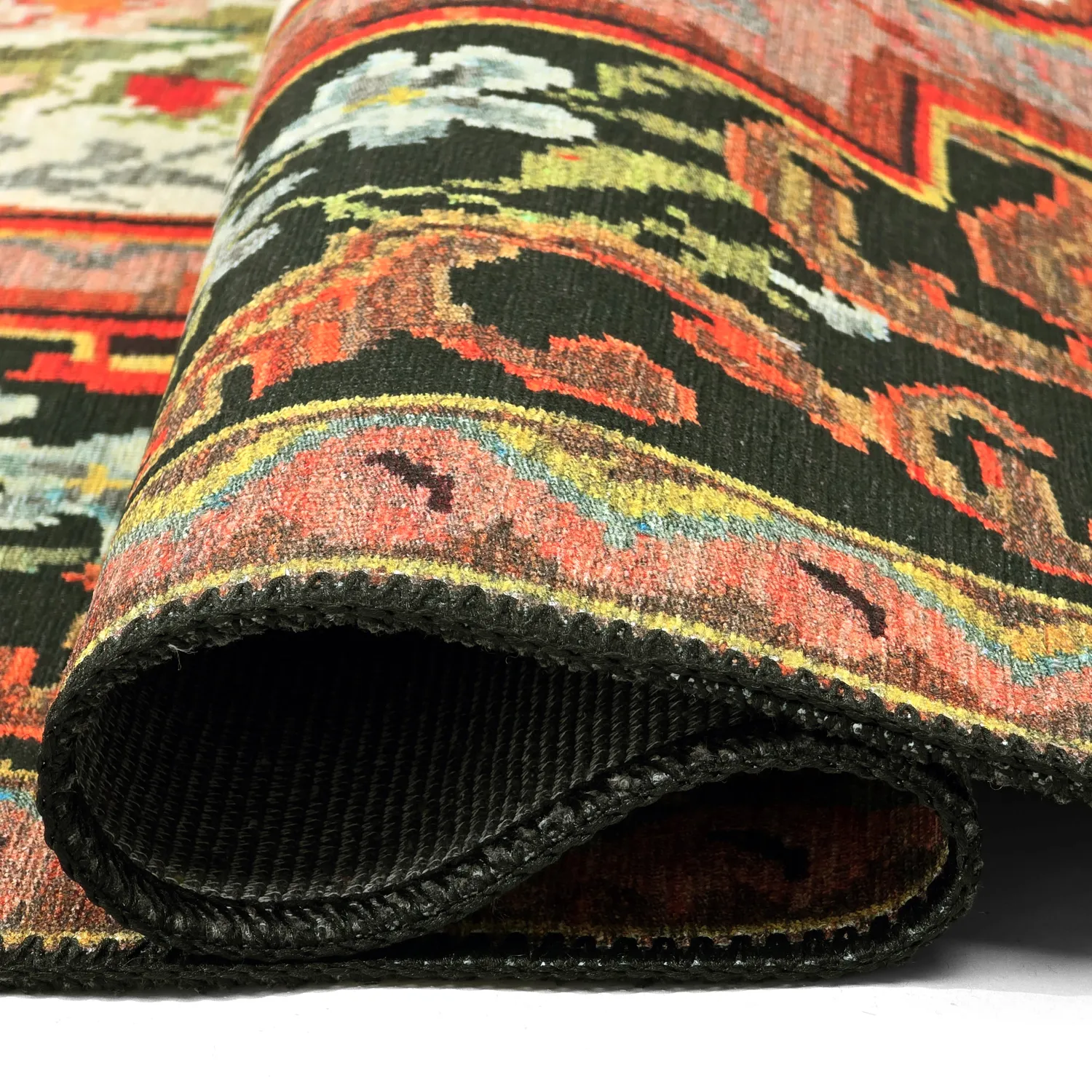 Tapete de tecelagem plana - Masarida (preto/multi)