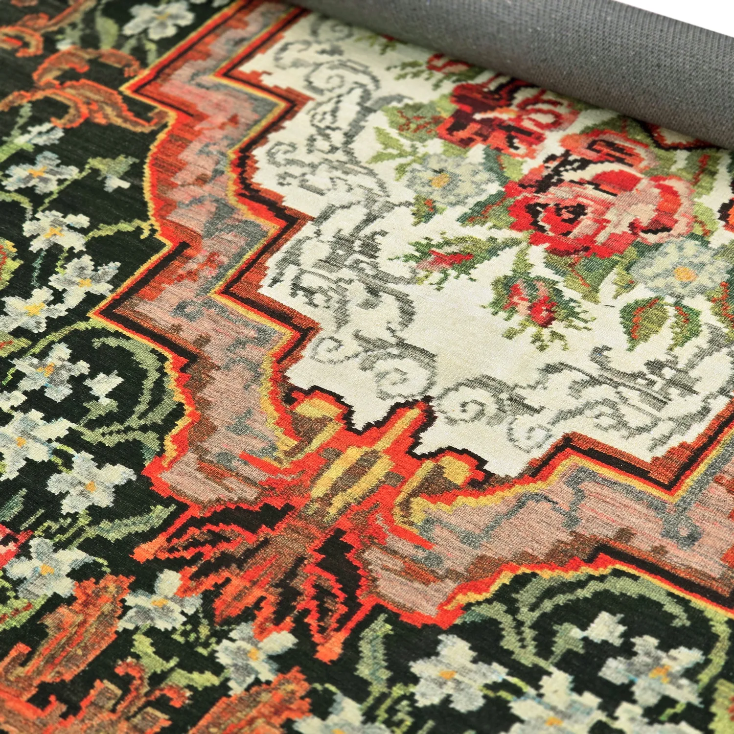 Tapete de tecelagem plana - Masarida (preto/multi)