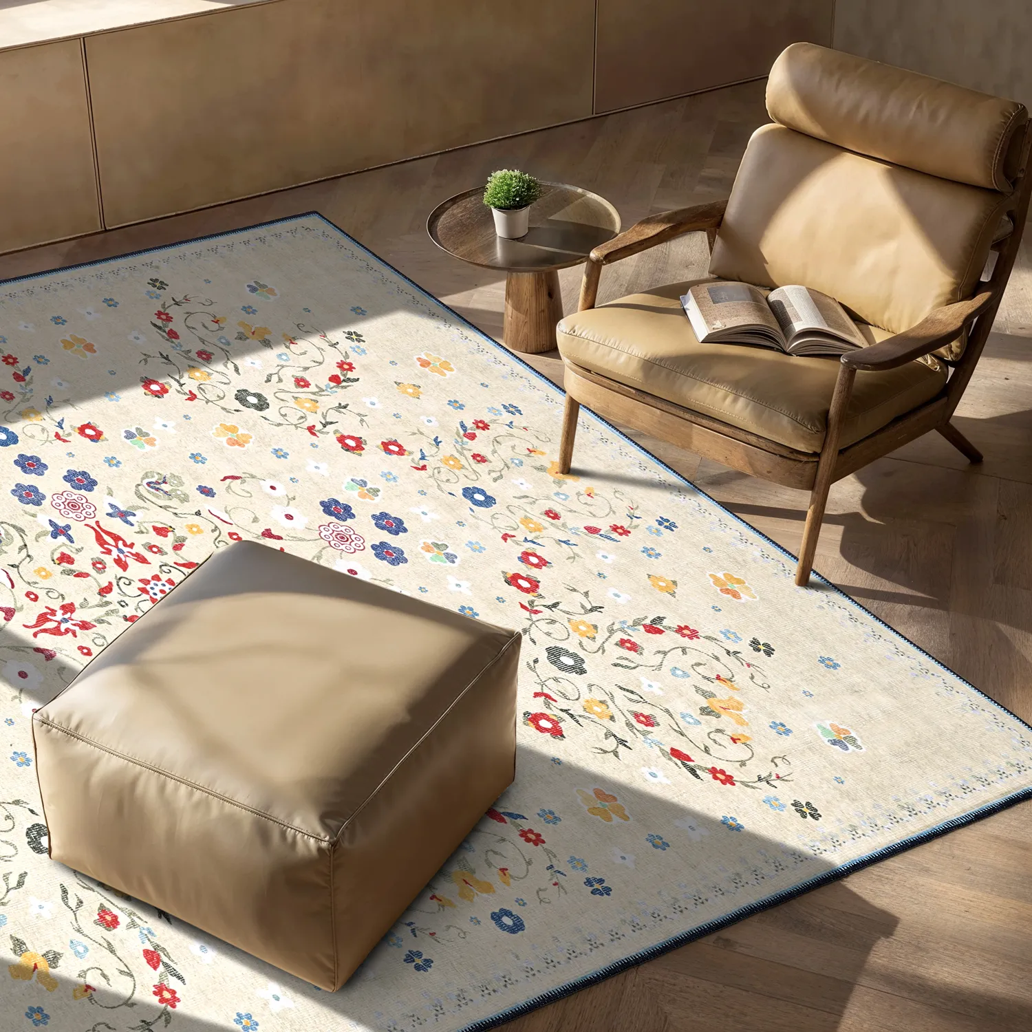 Tapete de tecelagem plana - Nabilar (creme)