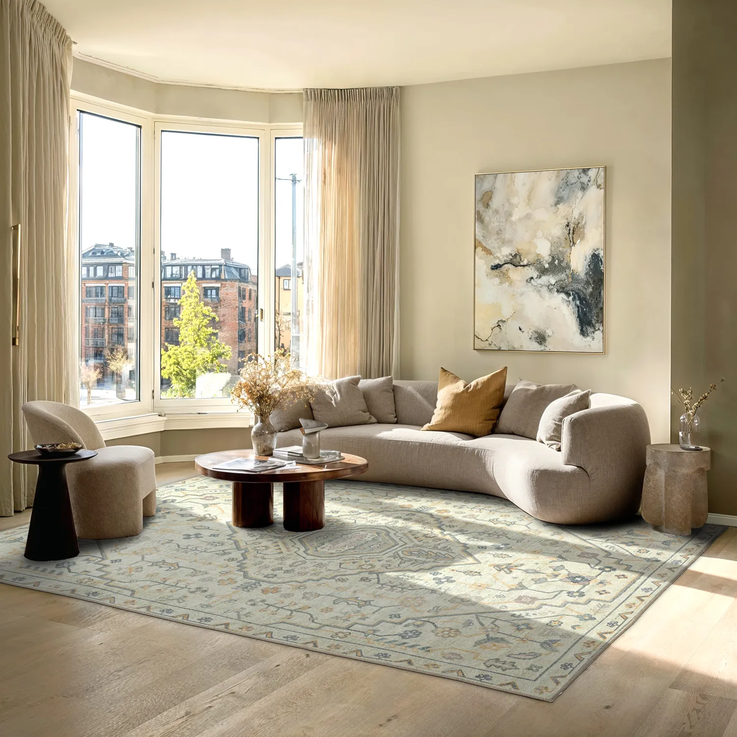 Tapete de tecelagem plana - Nahla (creme)