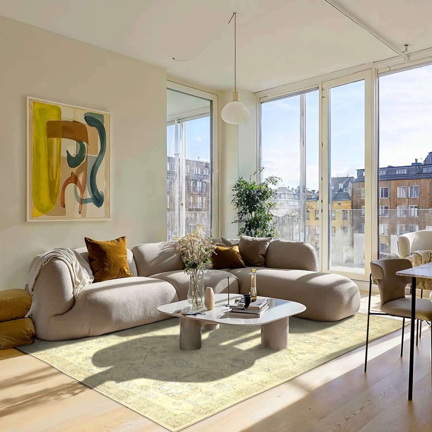 Tapete de tecelagem plana - Noura (bege)