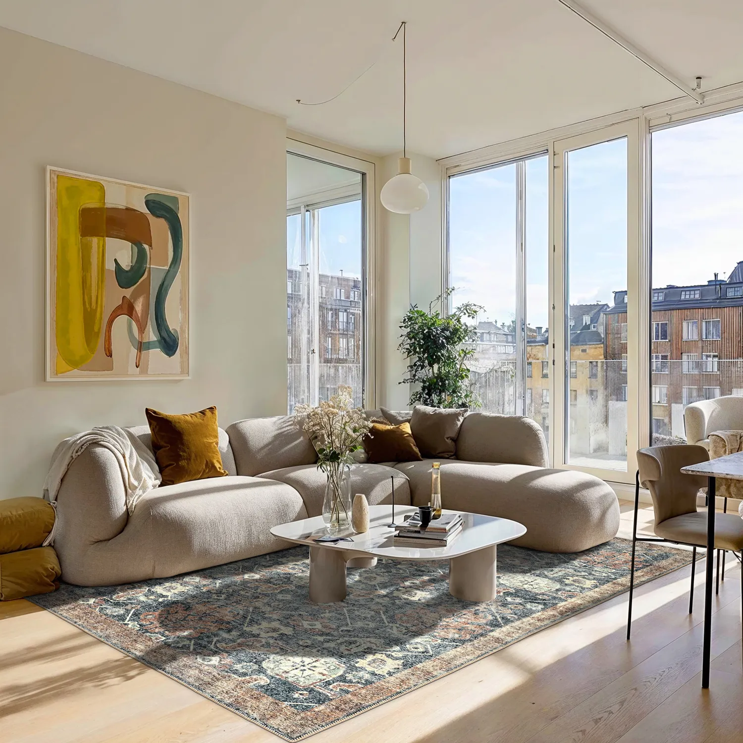 Tapete de tecelagem plana - Noura (azul escuro)