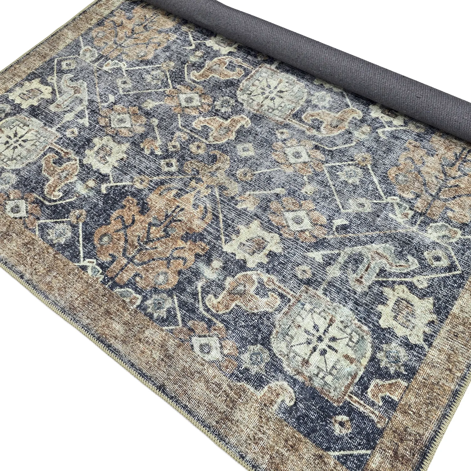 Tapete de tecelagem plana - Noura (azul escuro)