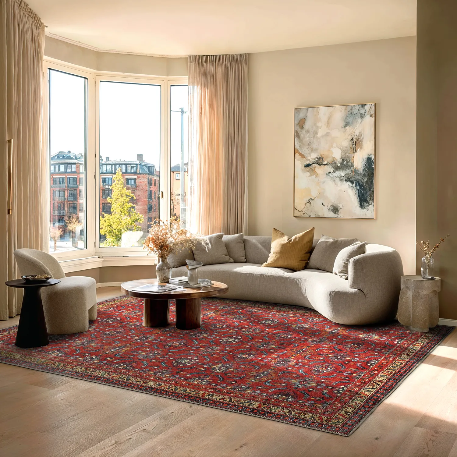 Tapete de tecelagem plana - Omarien (vermelho)